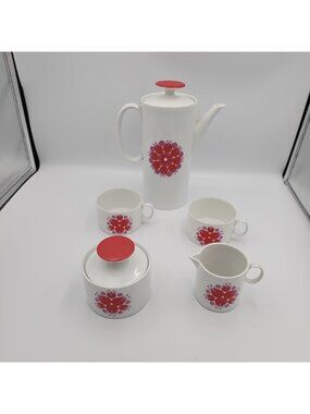 Thomas Rosenthal Porcelain Germany PINWHEEL Coffee Pot Tea Cup Sugar Set MCM